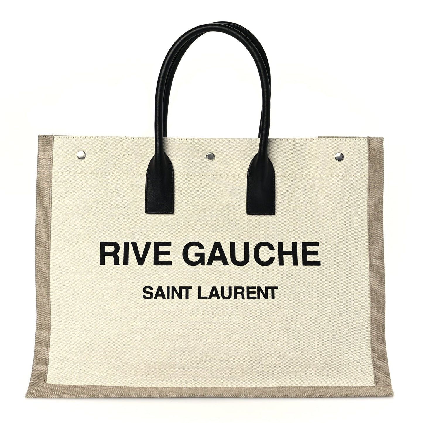 Saint Laurent Linen Calfskin Rive Gauche Tote Optic White
