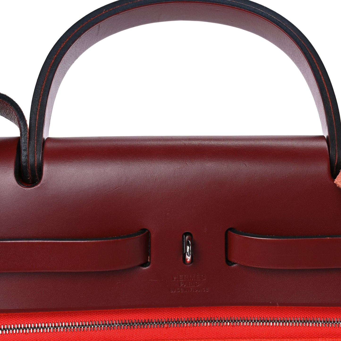 Hermes Military Toile Vache Hunter Herbag Zip 31 PM  Rouge Grenat