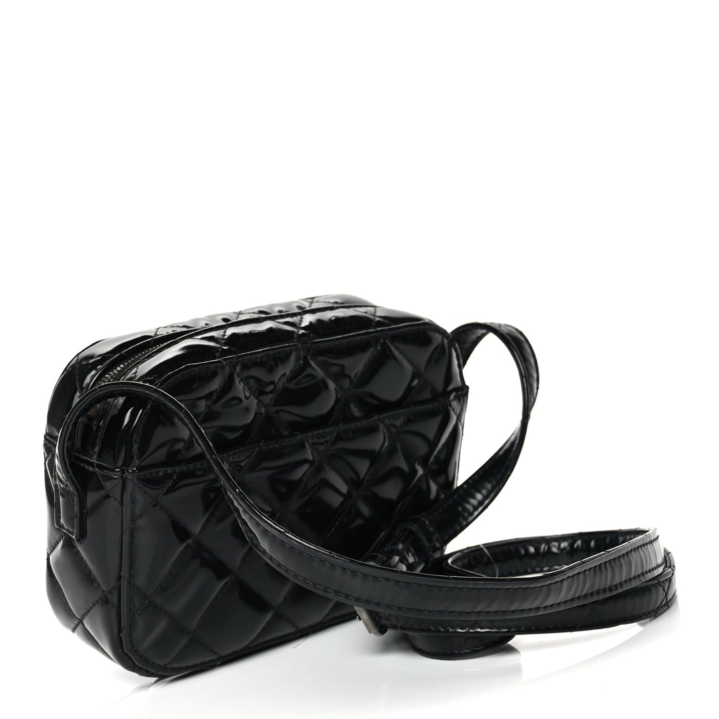 Balenciaga Patent Quilted XS Ville Camera Bag Black
