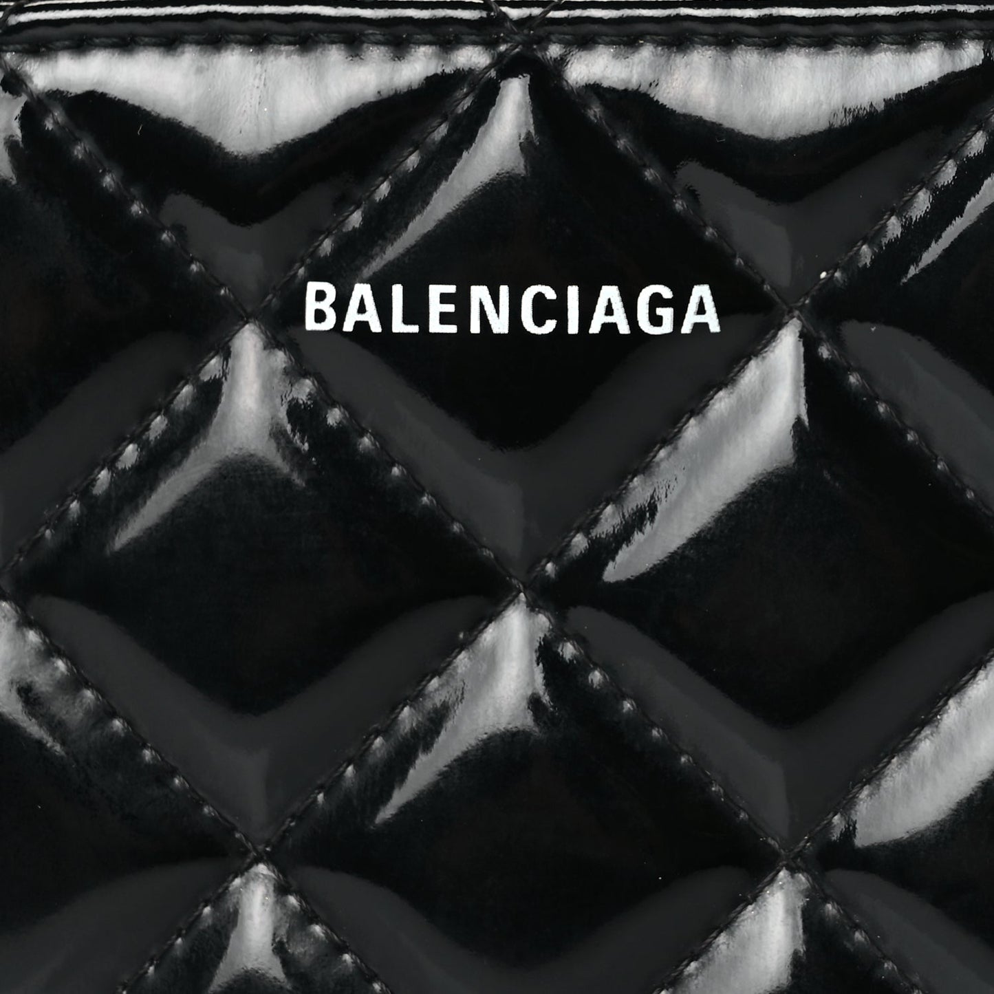 Balenciaga Patent Quilted XS Ville Camera Bag Black