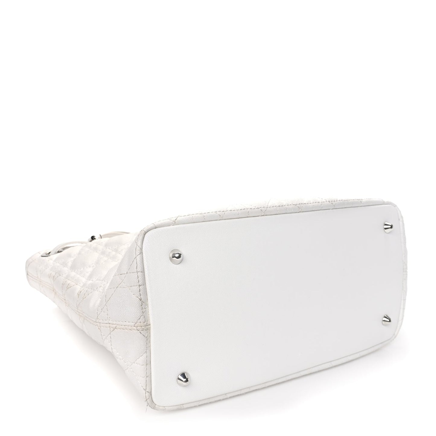 Christian Dior Coated Canvas Cannage Small Panarea Tote White