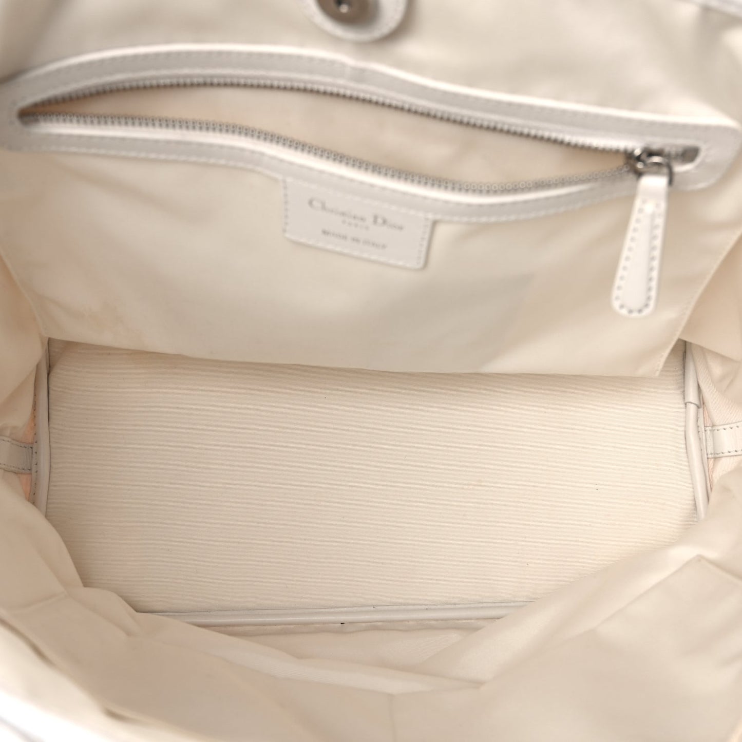 Christian Dior Coated Canvas Cannage Small Panarea Tote White