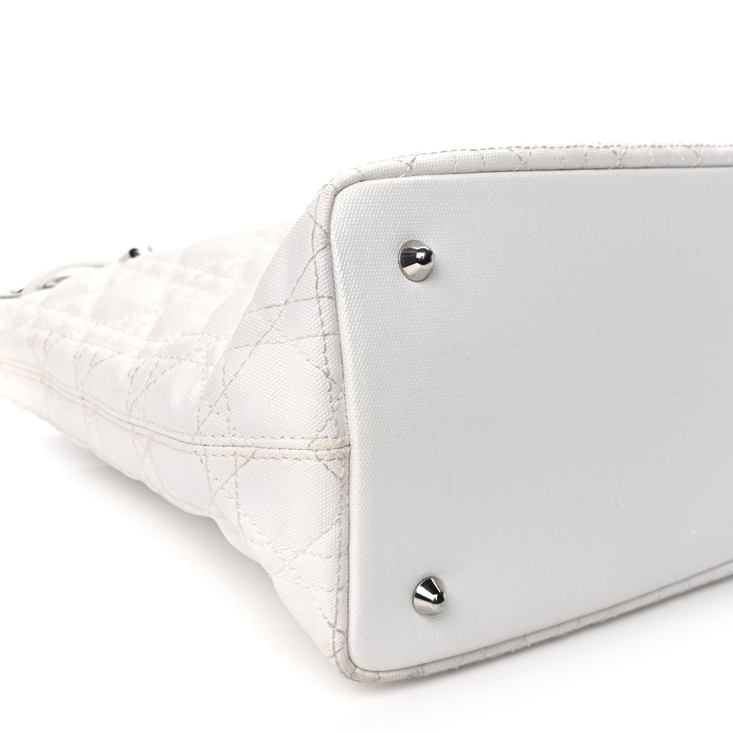 Christian Dior Coated Canvas Cannage Small Panarea Tote White