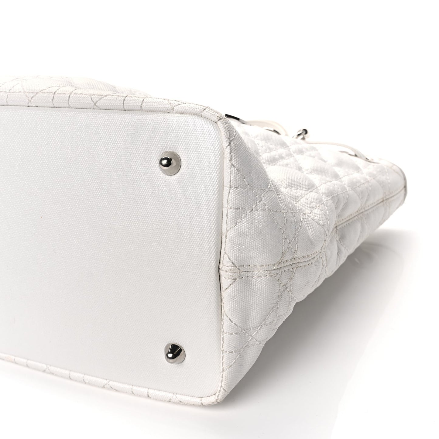 Christian Dior Coated Canvas Cannage Small Panarea Tote White