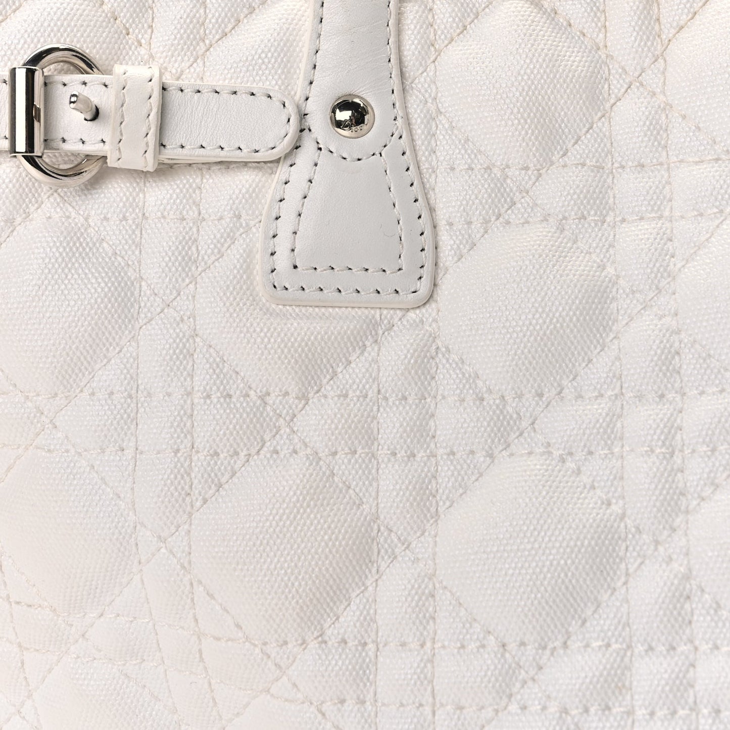 Christian Dior Coated Canvas Cannage Small Panarea Tote White