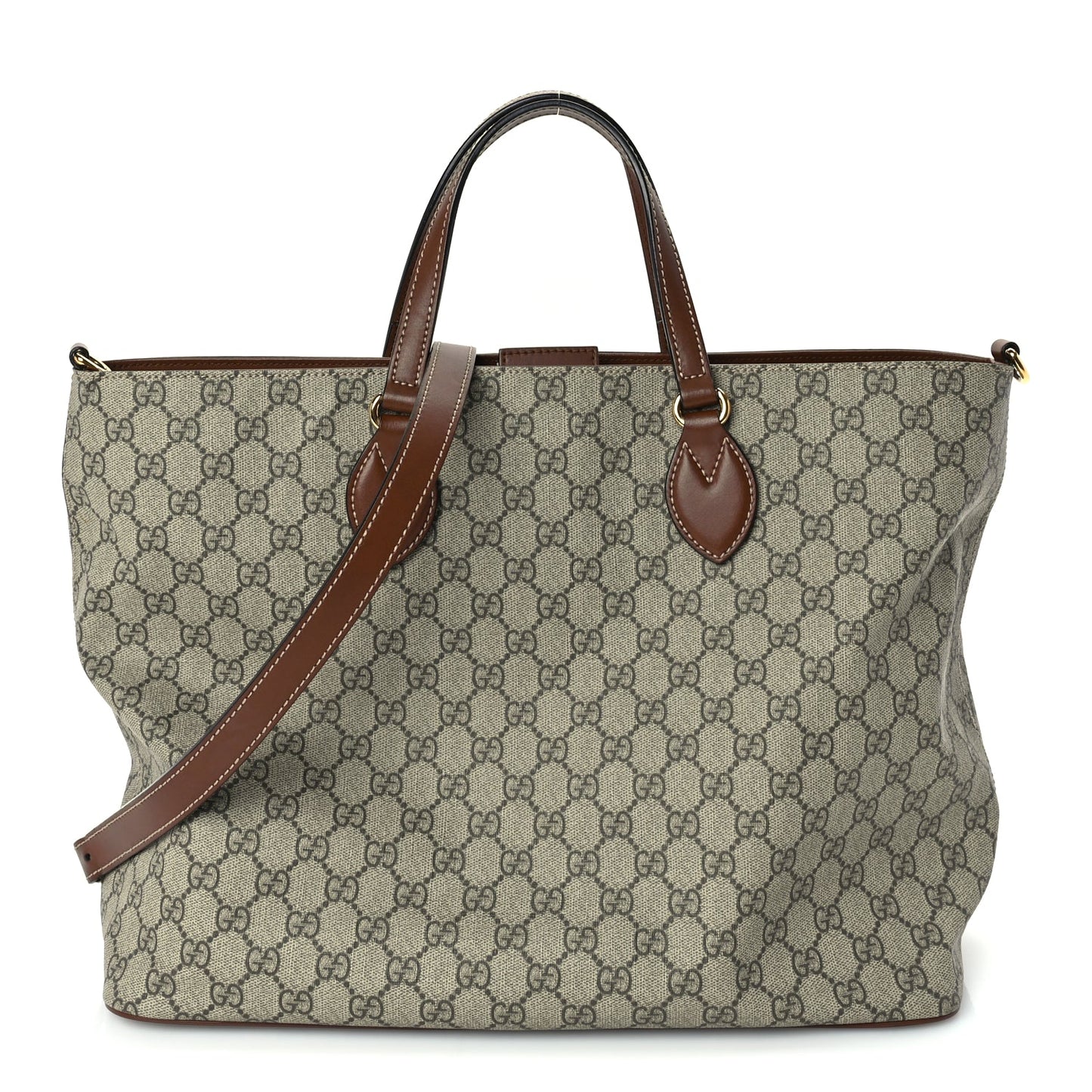 Gucci Soft GG Supreme Monogram Medium Crossbody Tote Beige Cuir