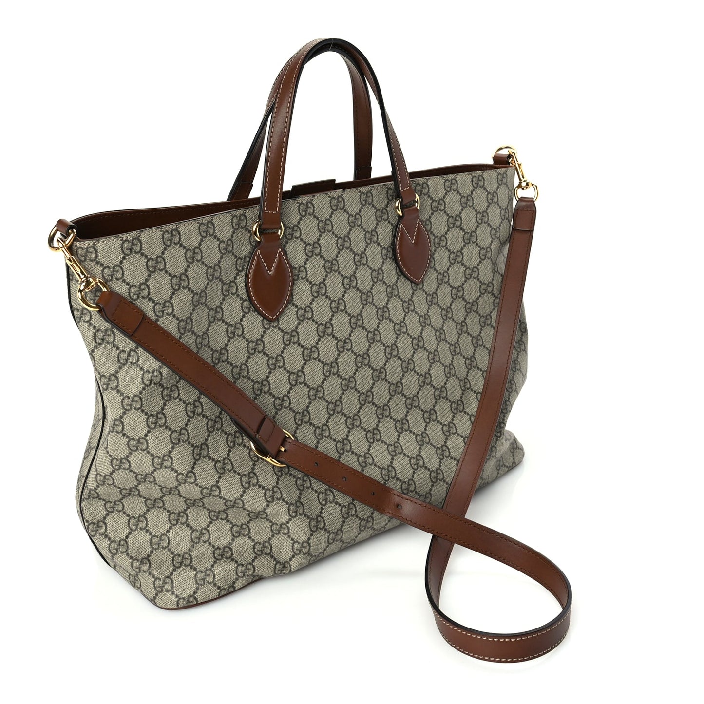 Gucci Soft GG Supreme Monogram Medium Crossbody Tote Beige Cuir