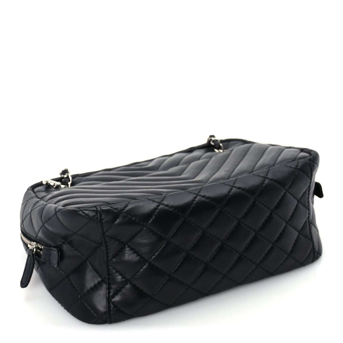 Chanel Lambskin Chevron Quilted Camera Case Black