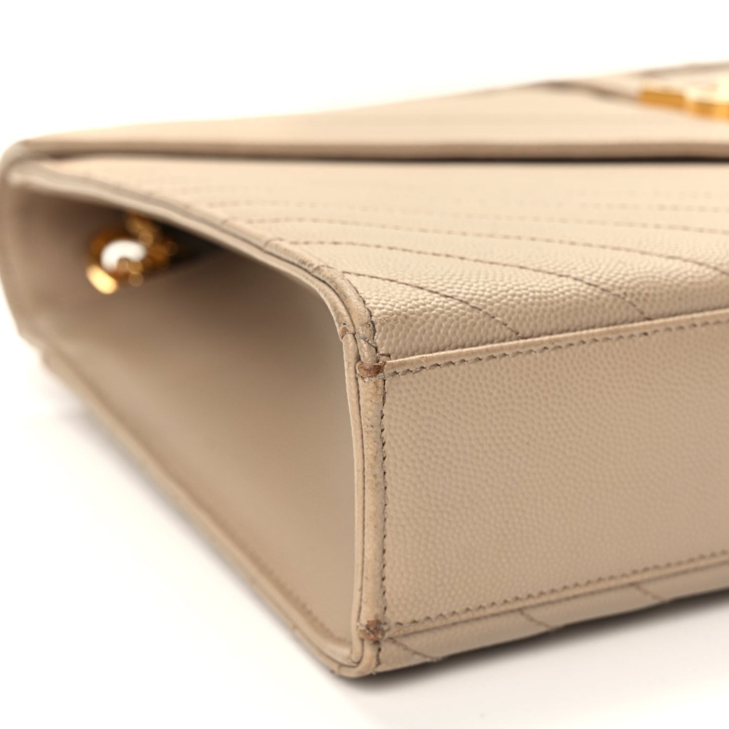 Saint Laurent Grain De Poudre Matelasse Chevron Large Monogram Satchel Dark Beige