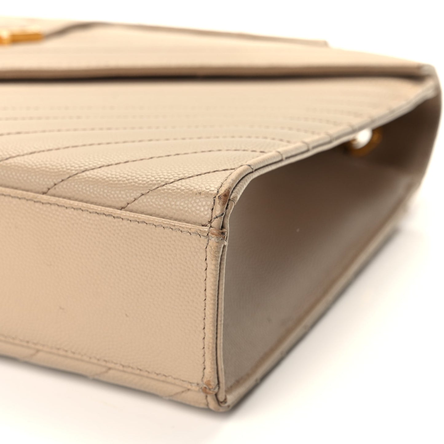 Saint Laurent Grain De Poudre Matelasse Chevron Large Monogram Satchel Dark Beige