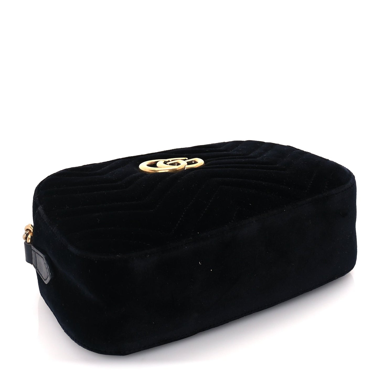 Gucci Velvet Matelasse Small GG Marmont Chain Shoulder Bag Black