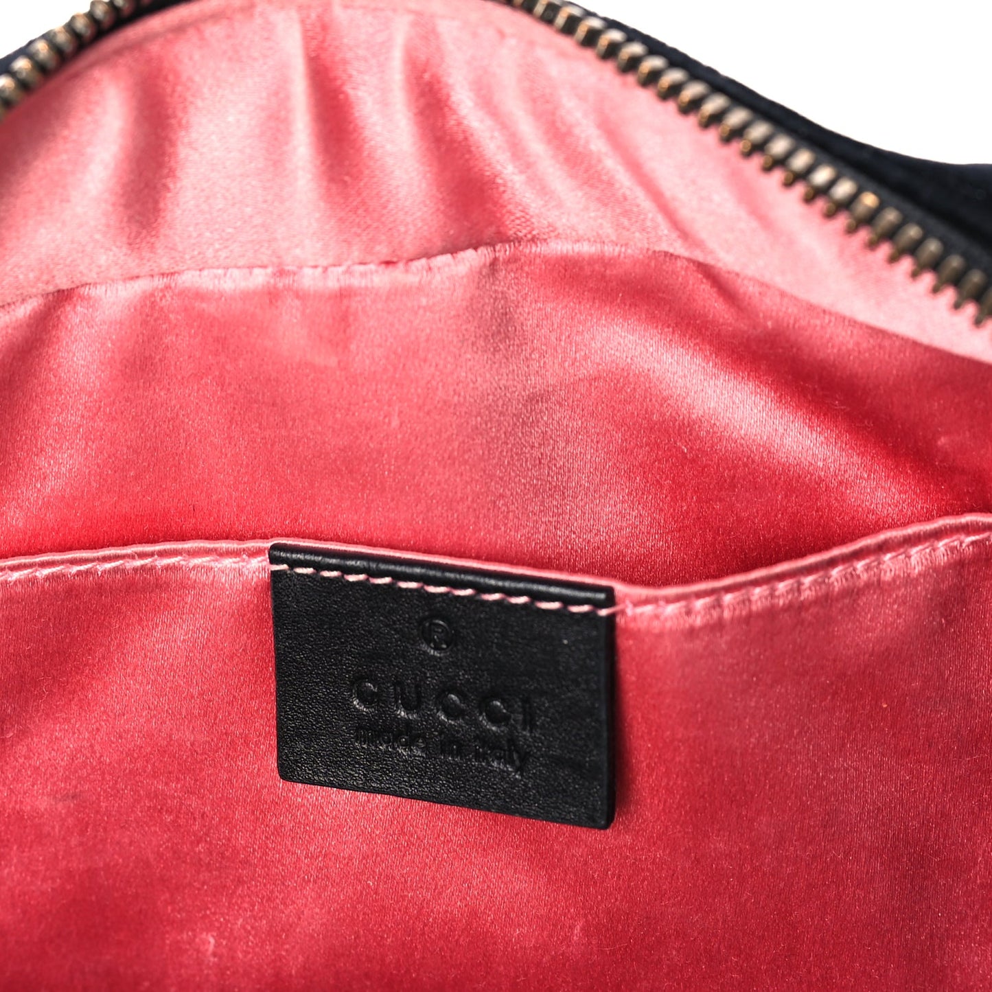 Gucci Velvet Matelasse Small GG Marmont Chain Shoulder Bag Black