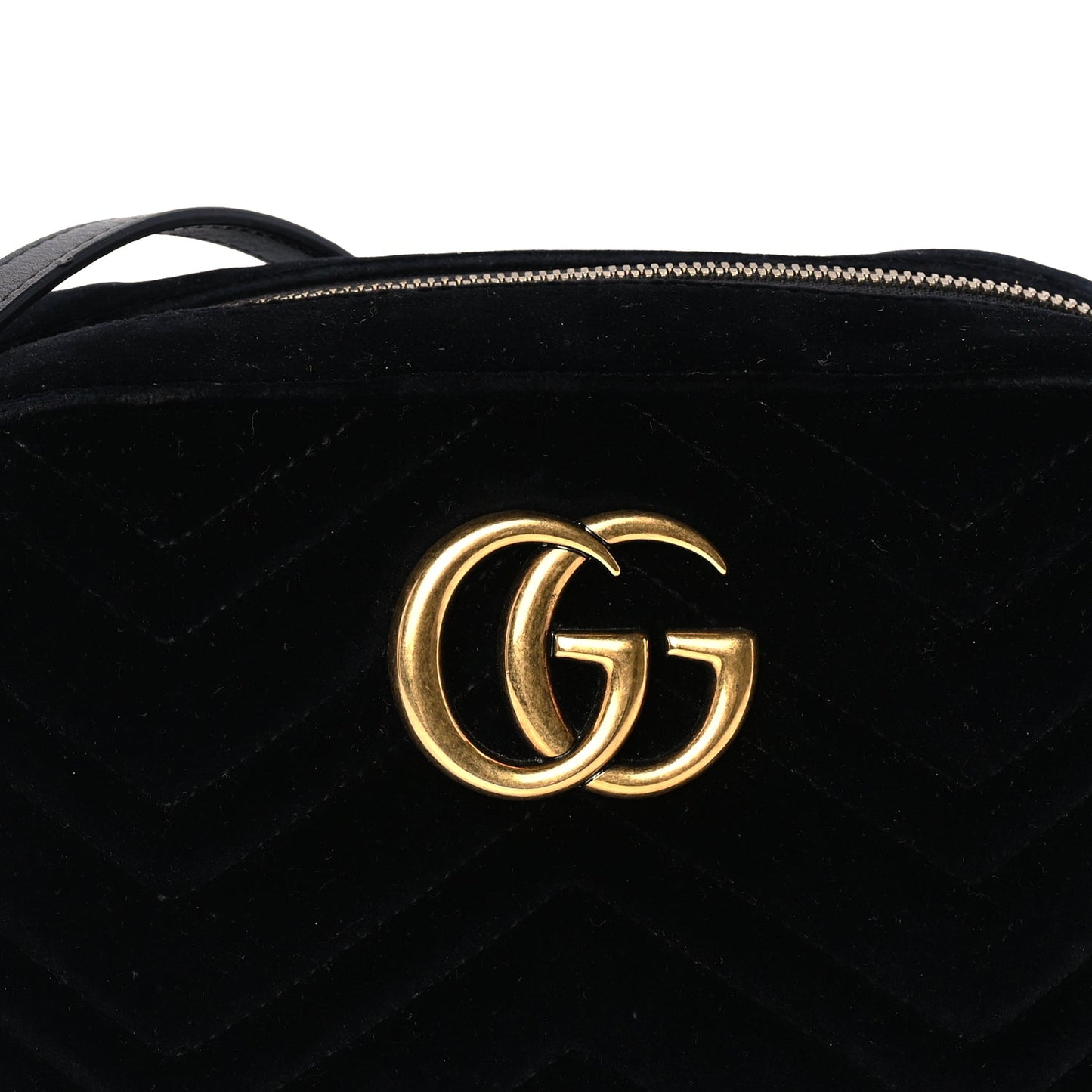 Gucci Velvet Matelasse Small GG Marmont Chain Shoulder Bag Black