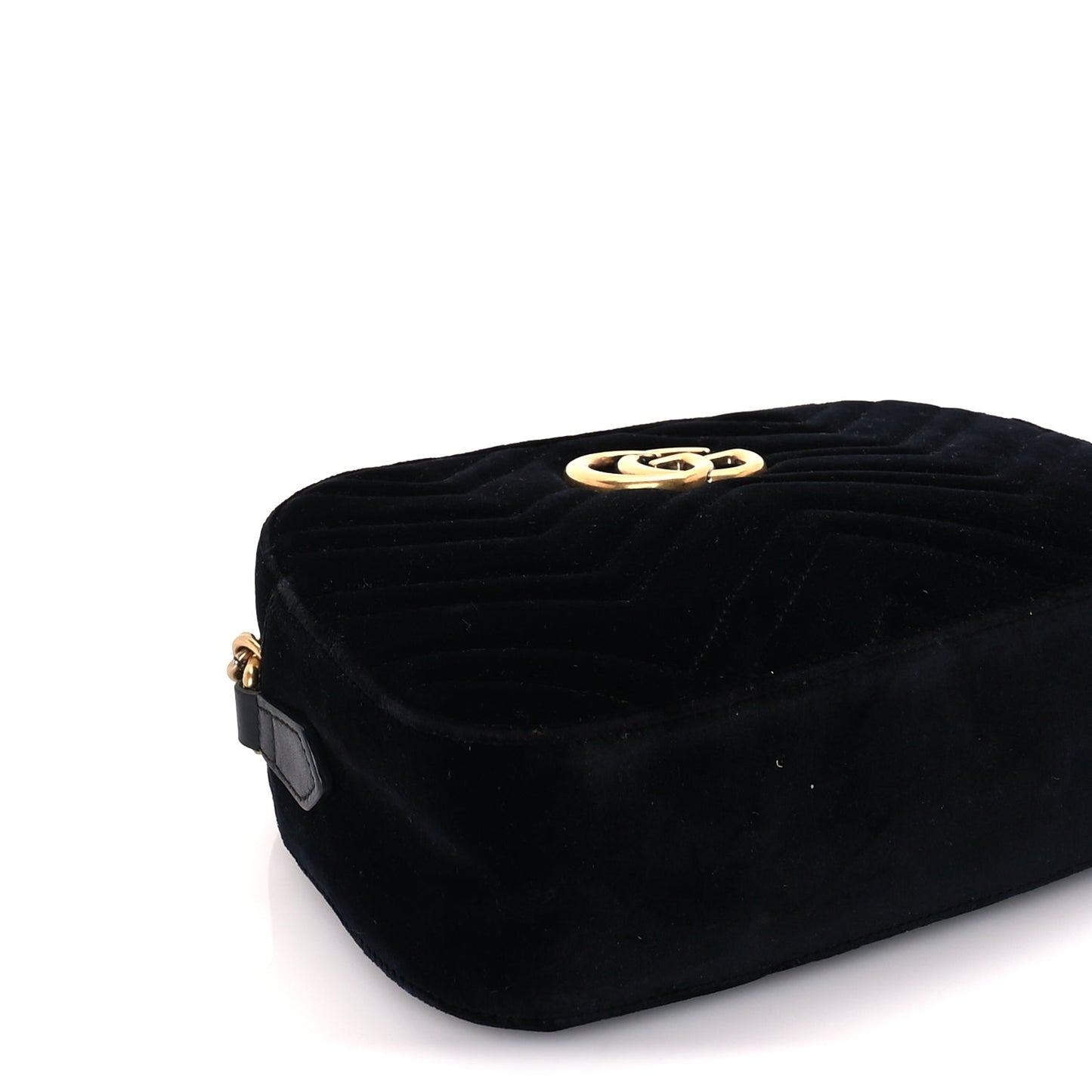 Gucci Velvet Matelasse Small GG Marmont Chain Shoulder Bag Black