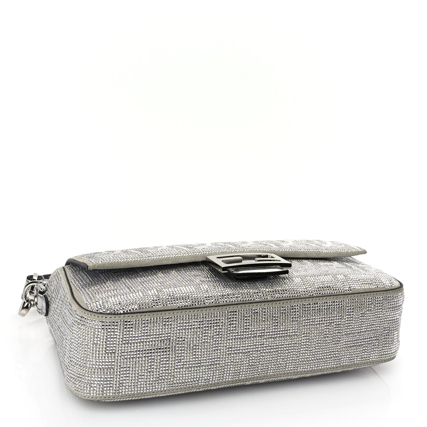 Fendi Crystal Vitello Laminato FF Medium Baguette Crystal Argento