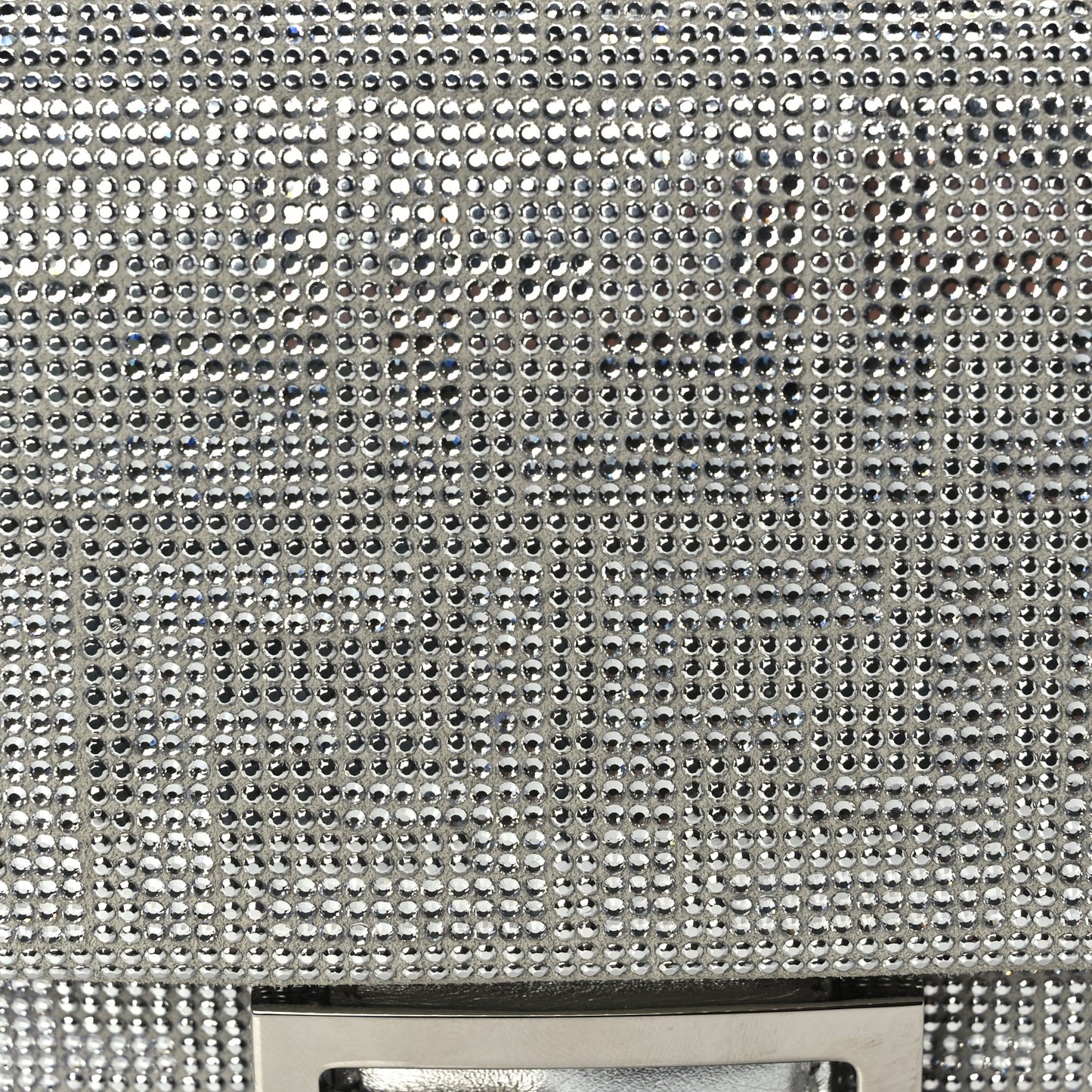 Fendi Crystal Vitello Laminato FF Medium Baguette Crystal Argento