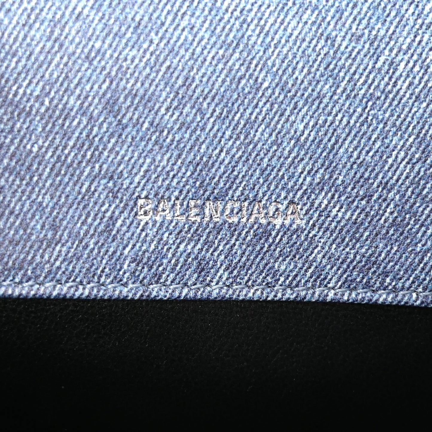 Balenciaga Nappa Denim Printed Hourglass Top Handle Bag XS Denim Blue