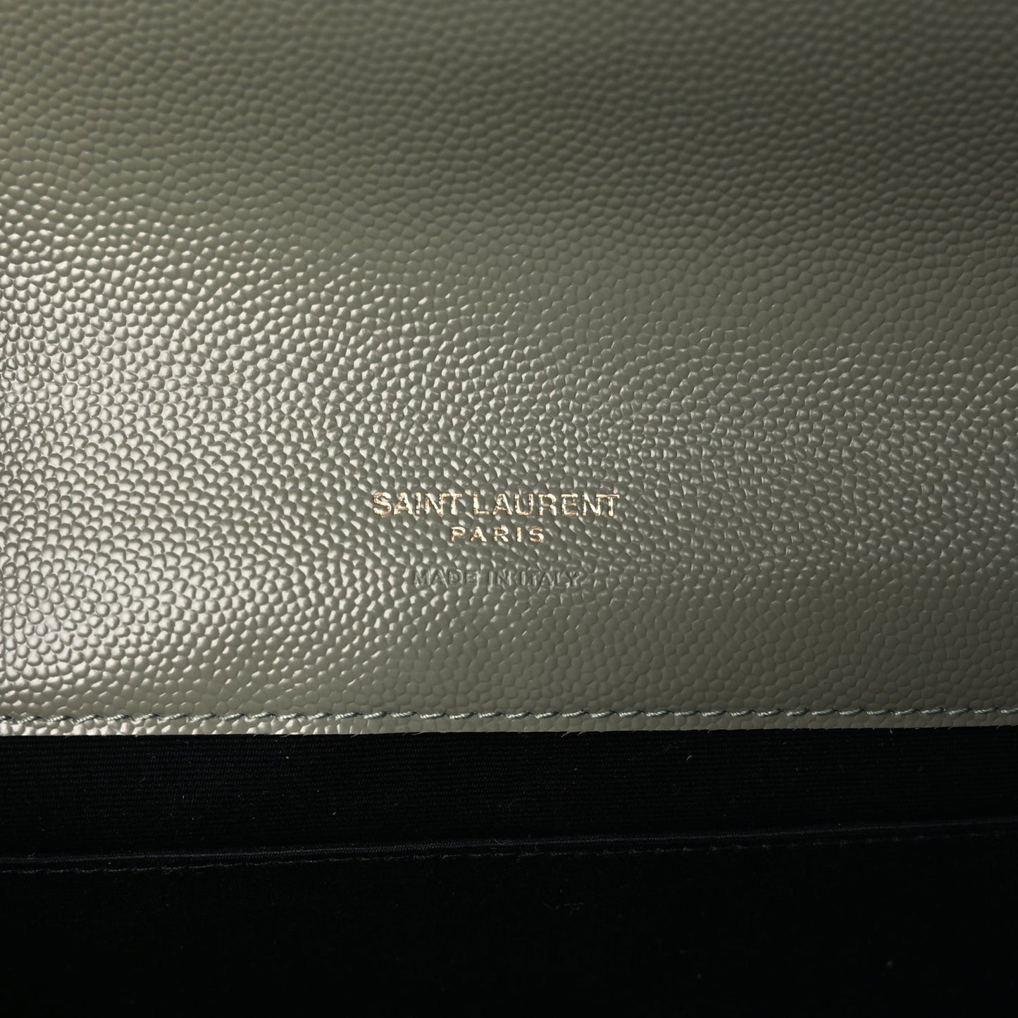 Saint Laurent Grain De Poudre Matelasse Chevron Monogram Envelope Clutch  Light Sage