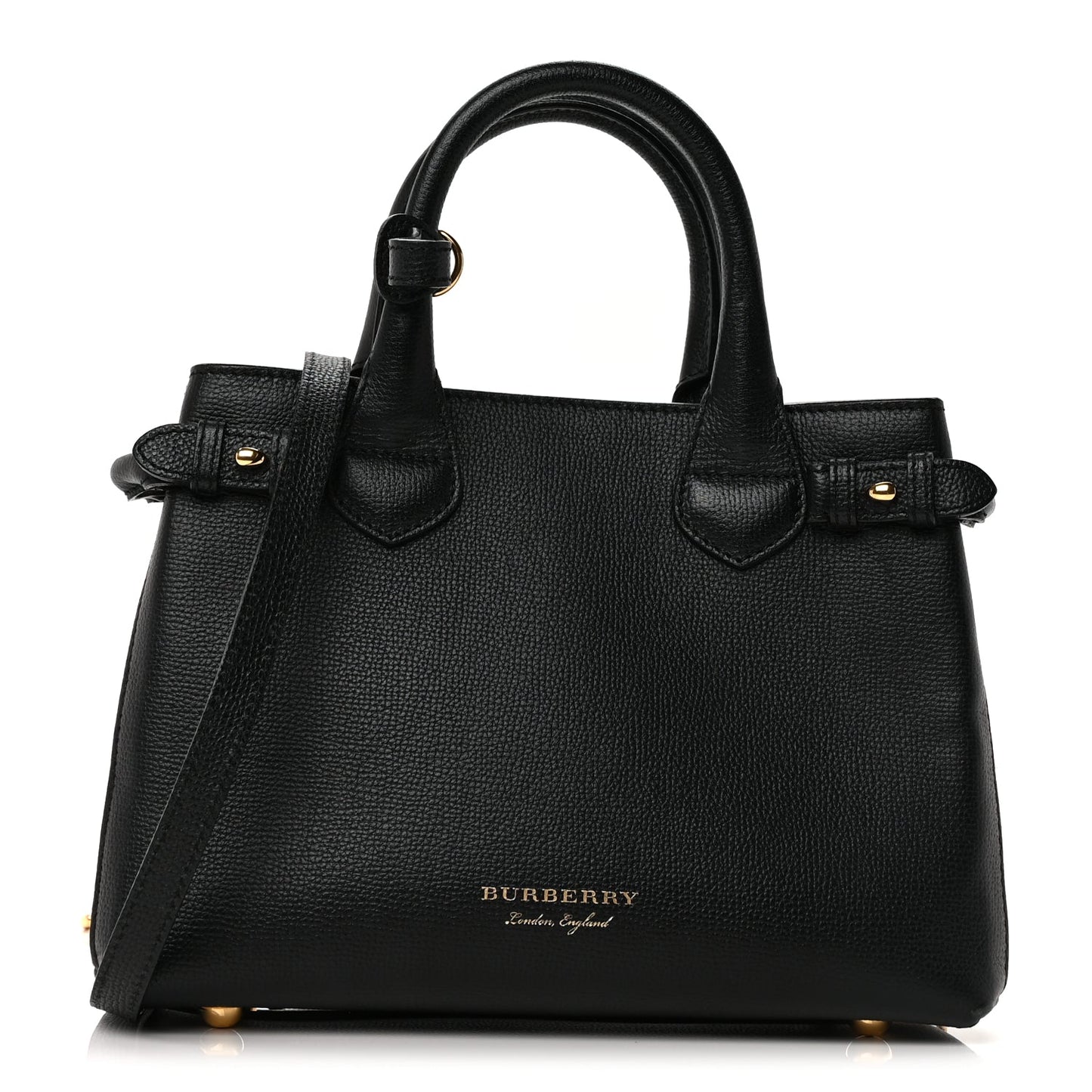 Burberry Derby Calfskin House Check Small Banner Tote  Black
