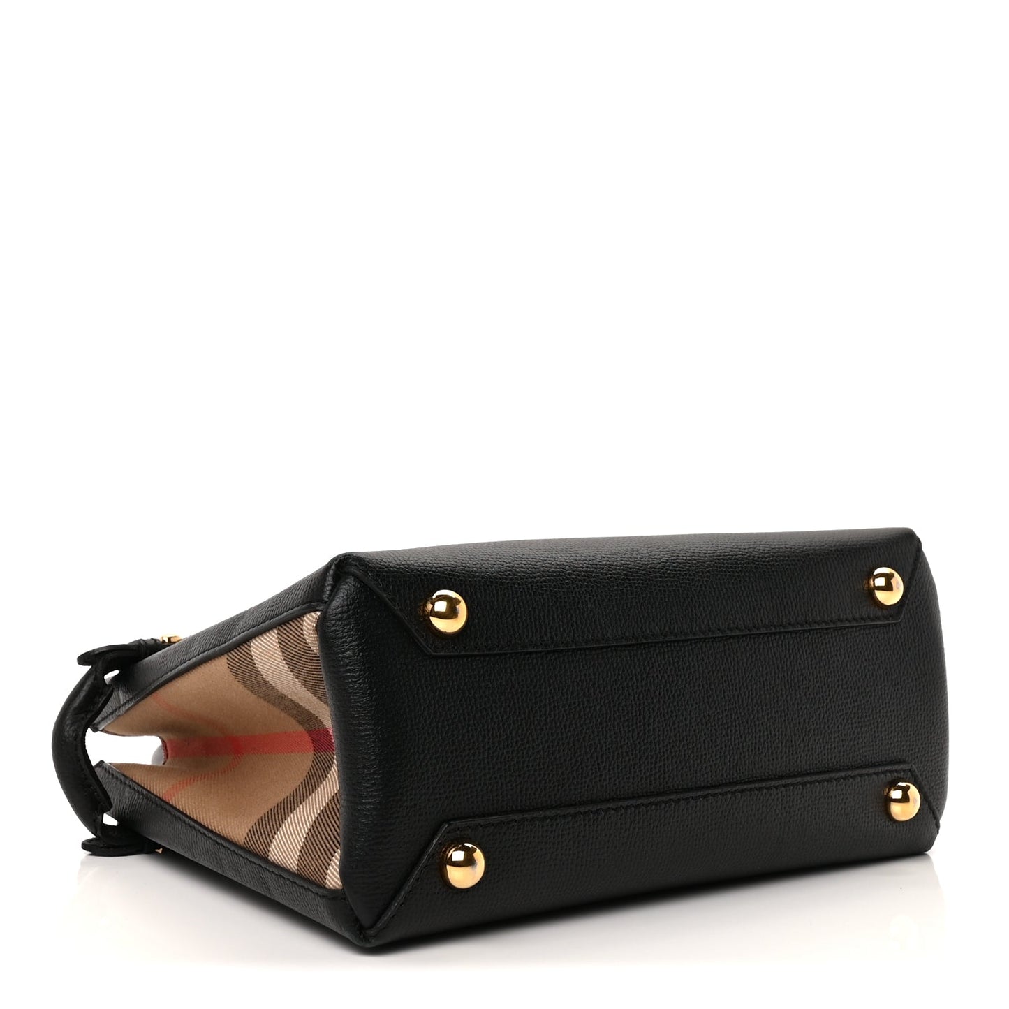 Burberry Derby Calfskin House Check Small Banner Tote  Black
