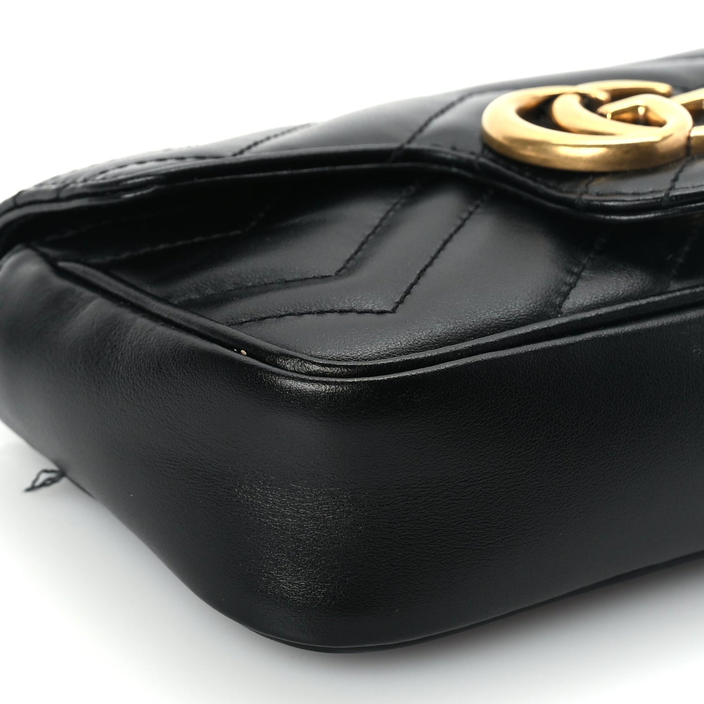 Gucci Calfskin Matelasse Super Mini GG Marmont Shoulder Bag Black