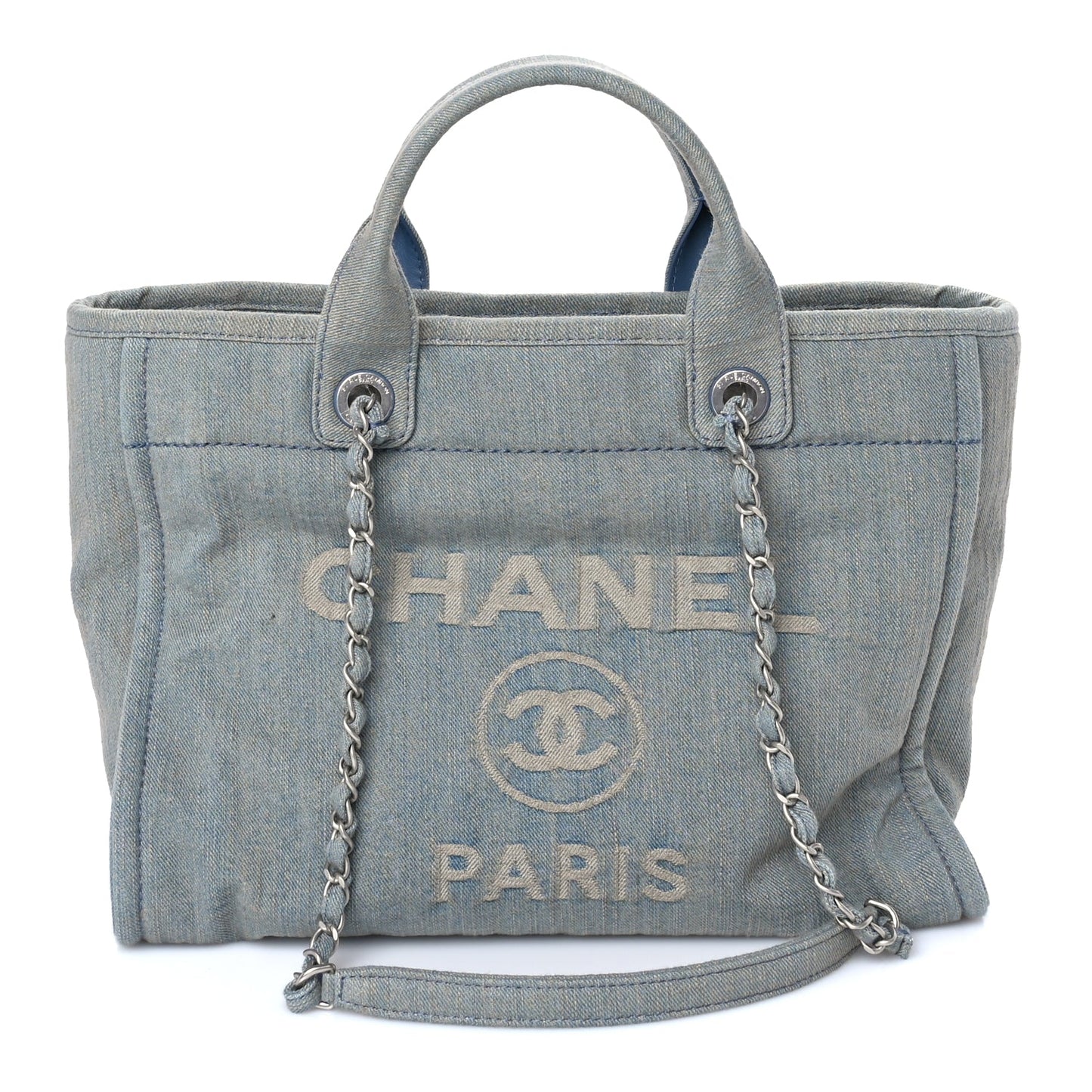 Chanel Denim Small Deauville Tote Light Blue