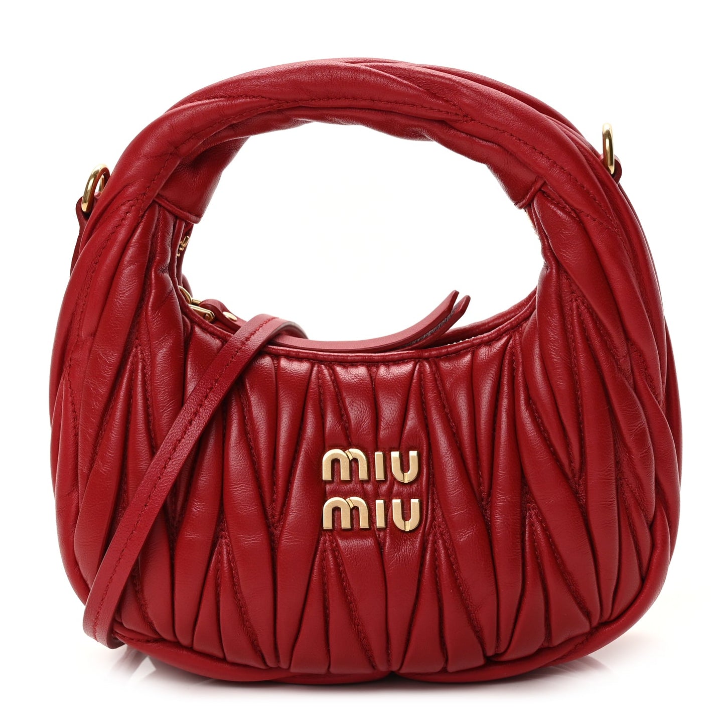 Miu Miu Nappa Matelasse Mini Wander Hobo Fuoco Fuoco