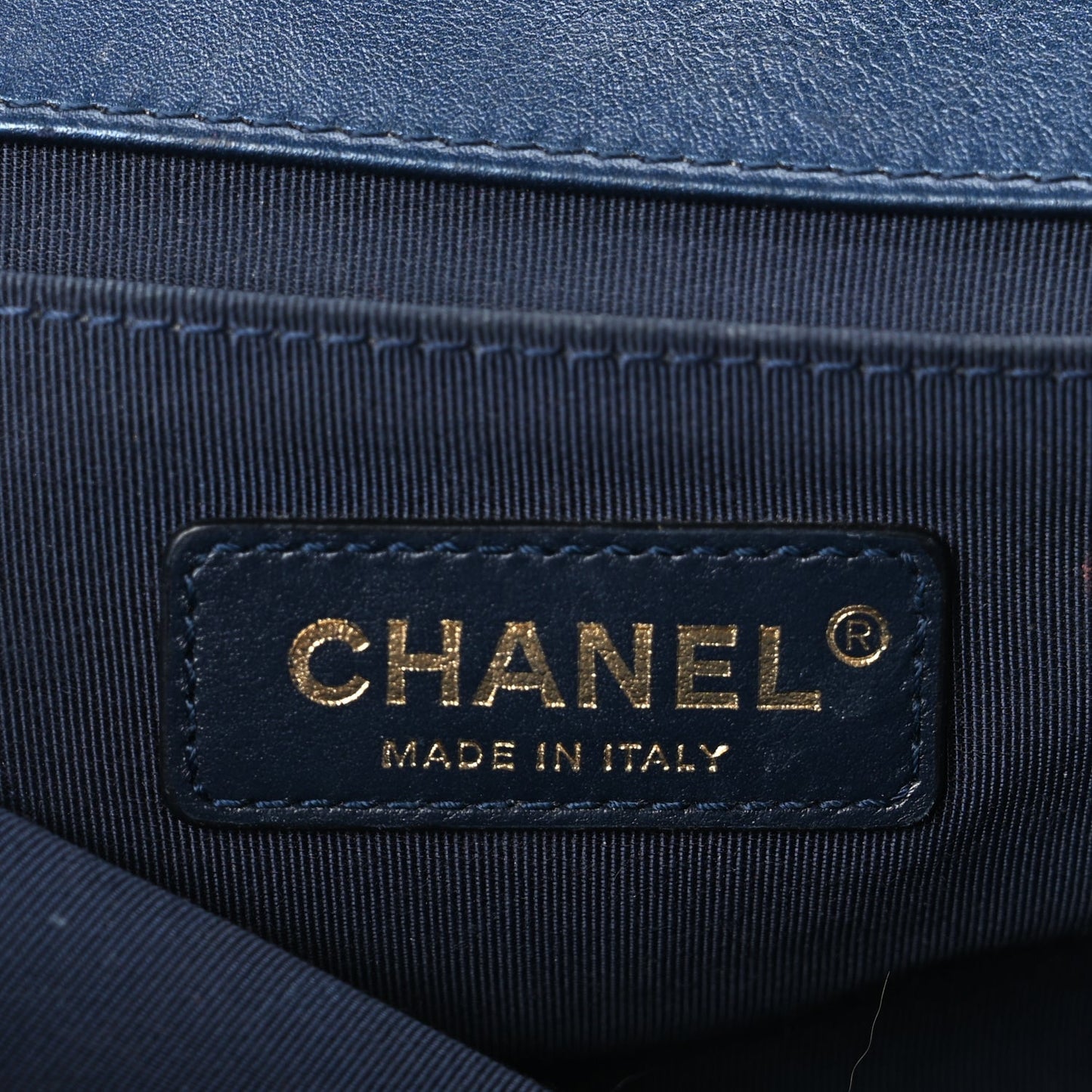 Chanel Metallic Calfskin Quilted Medium Boy Flap Navy Blue