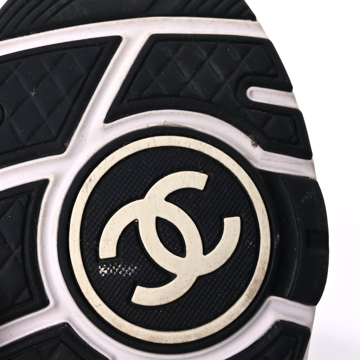 Chanel Knit Fabric Suede Calfskin Womens CC Sneakers 36.5 Ivory Light Beige