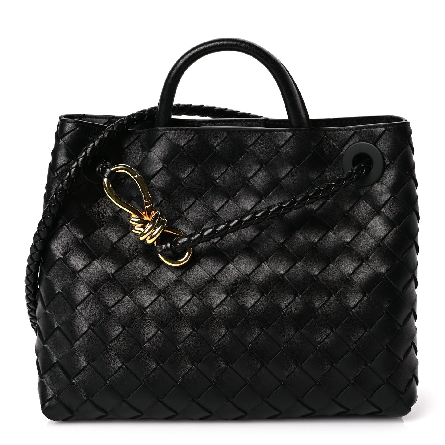 Bottega Veneta Nappa Intrecciato Small Andiamo Shoulder Bag Black