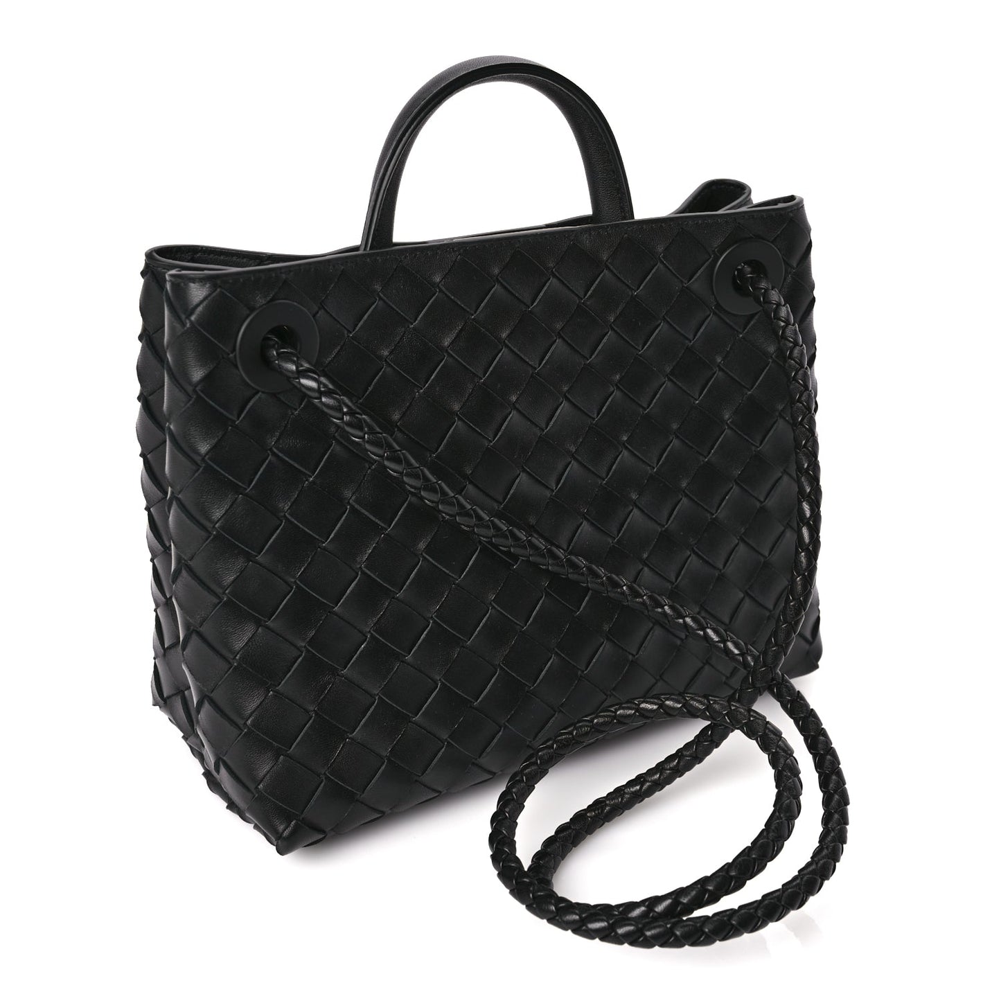 Bottega Veneta Nappa Intrecciato Small Andiamo Shoulder Bag Black