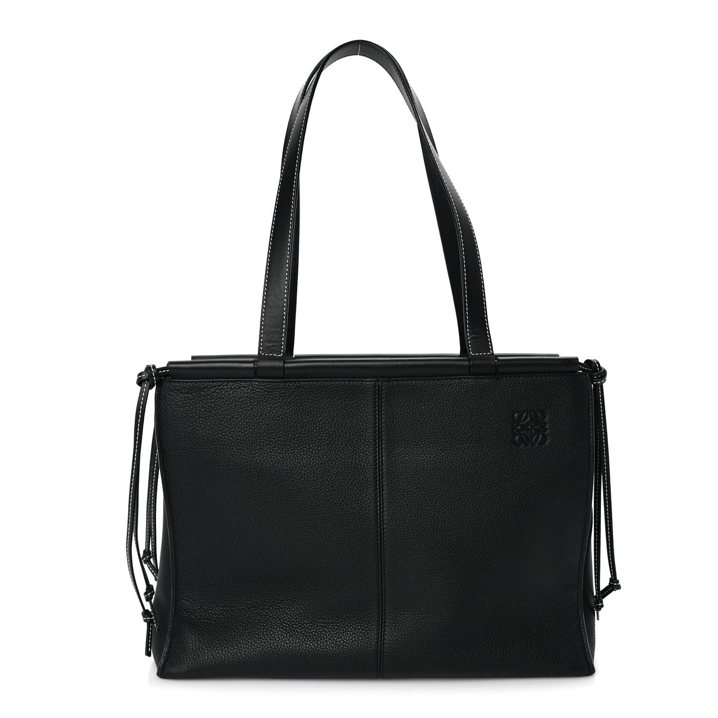 Loewe Grained Calfskin Small Cushion Tote Black