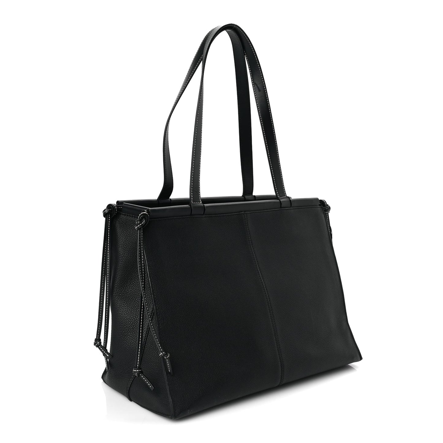 Loewe Grained Calfskin Small Cushion Tote Black