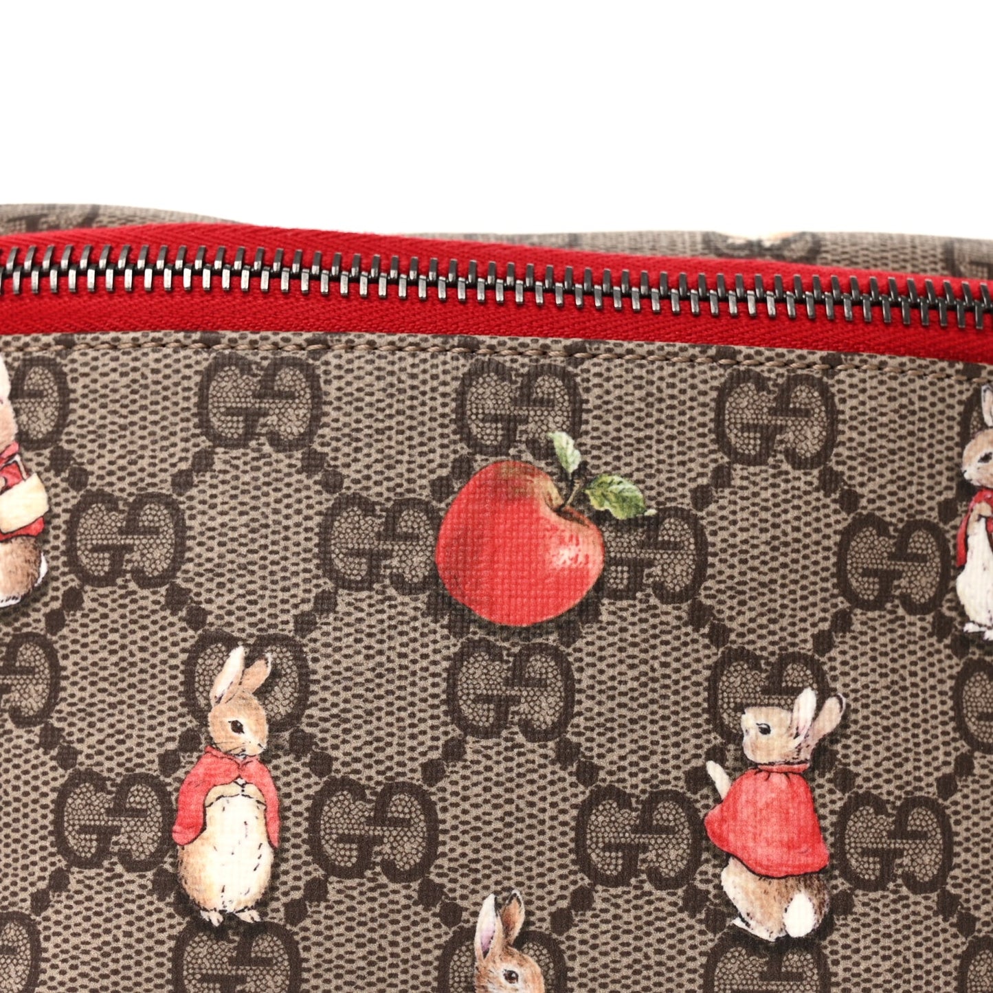 Gucci X PETER RABBIT GG Supreme Monogram Rabbit Print Childrens Belt Bag Beige Ebony Red