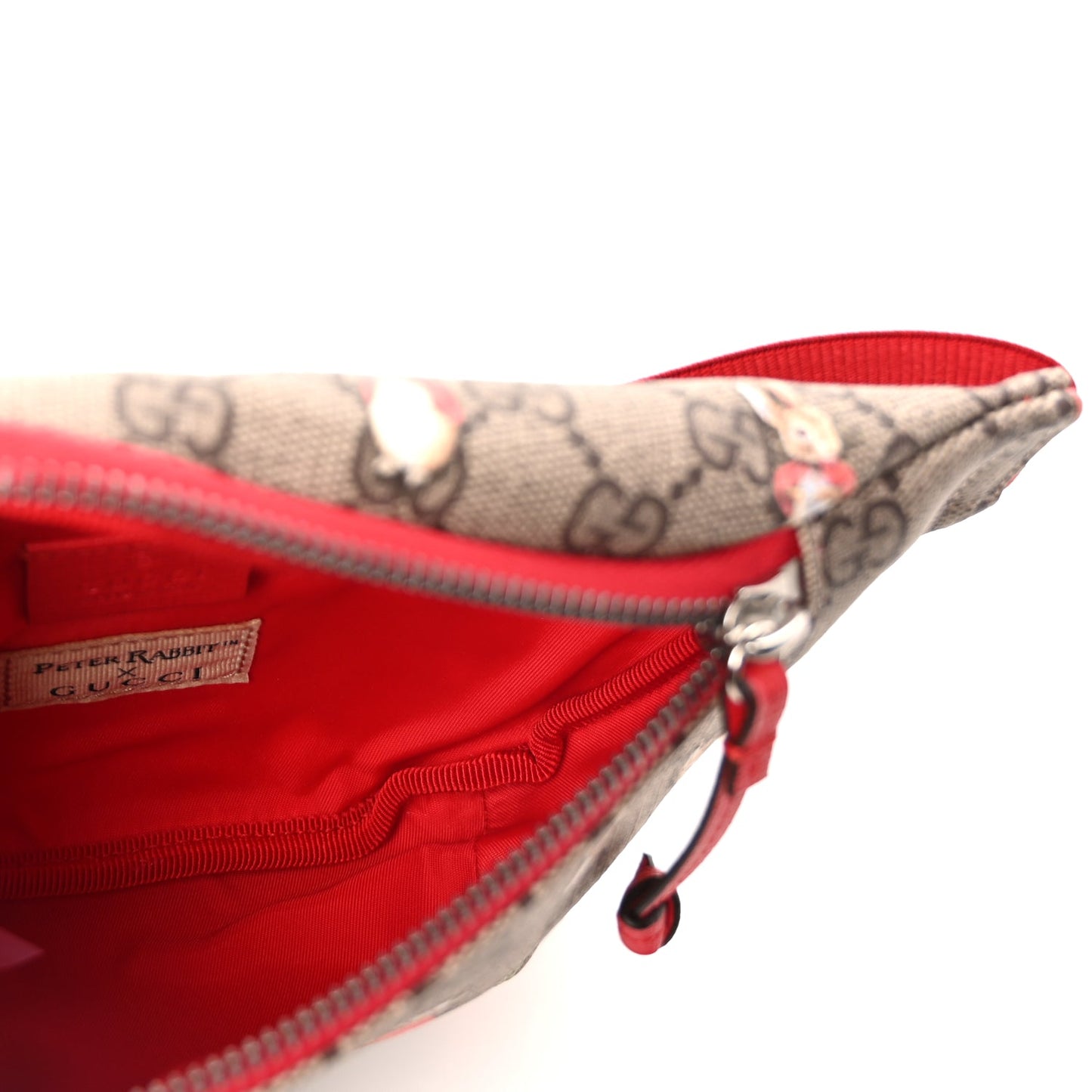 Gucci X PETER RABBIT GG Supreme Monogram Rabbit Print Childrens Belt Bag Beige Ebony Red