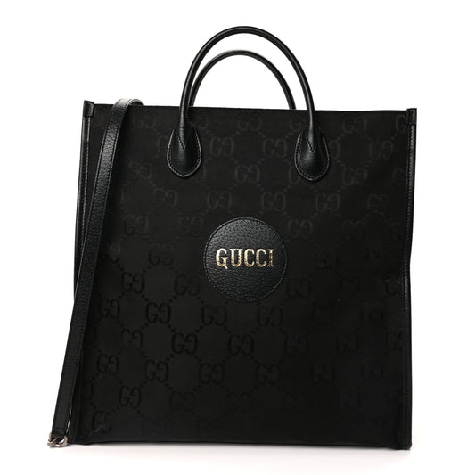 Gucci Econyl Nylon Monogram Off The Grid Long Tote Bag Black