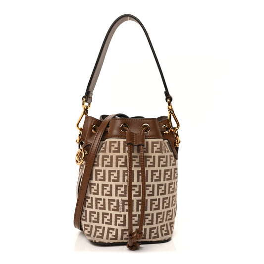 Fendi FENDI Zucchino Mini Mon Tresor Bucket Bag Beige Brown