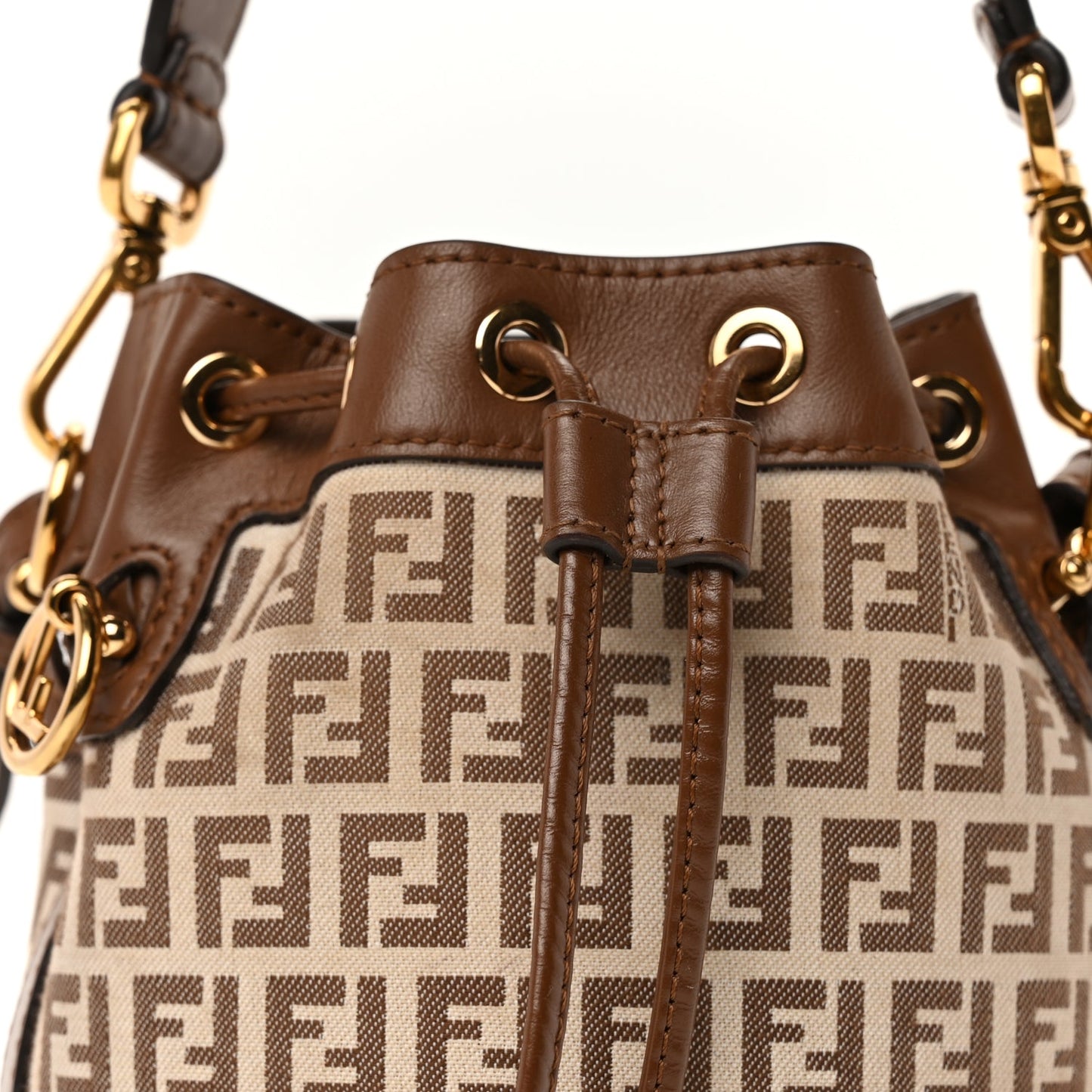 Fendi FENDI Zucchino Mini Mon Tresor Bucket Bag Beige Brown