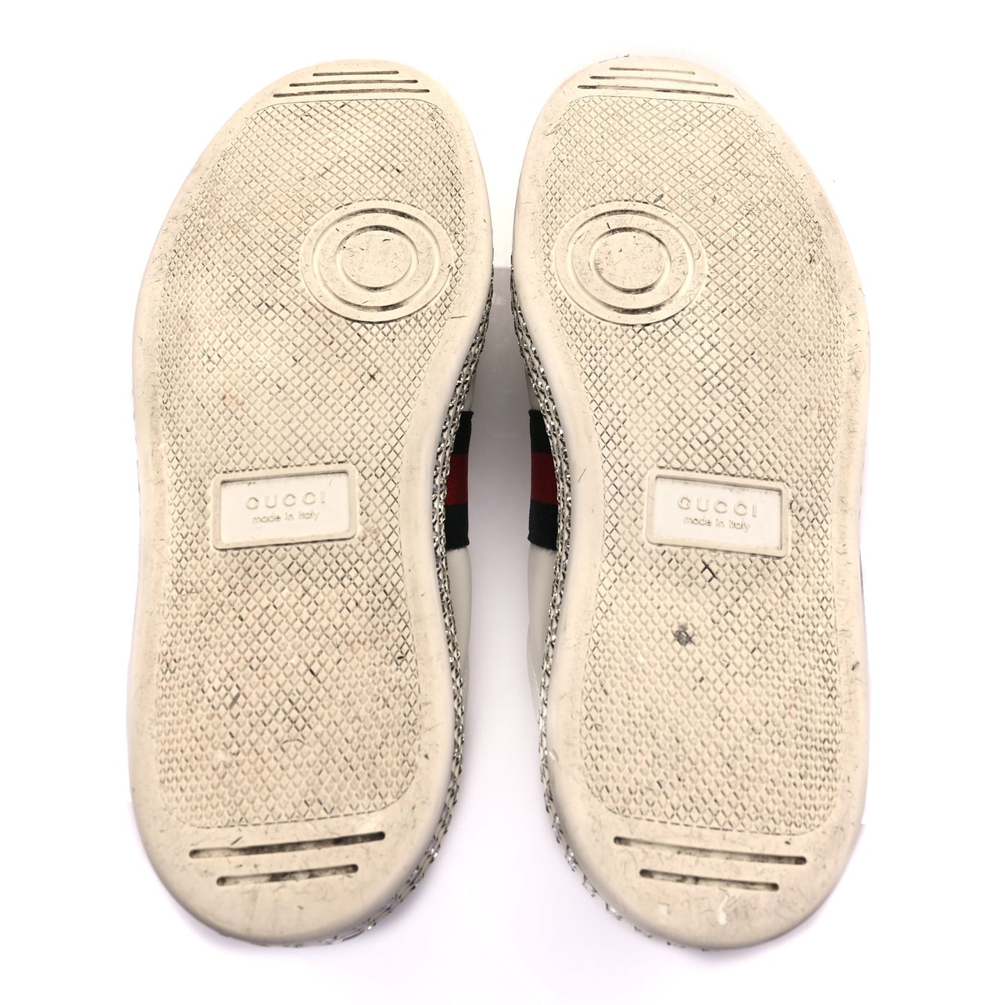 Gucci Calfskin Crystal Web Bee Embroidered Womens Ace Platform Sneakers 36 White