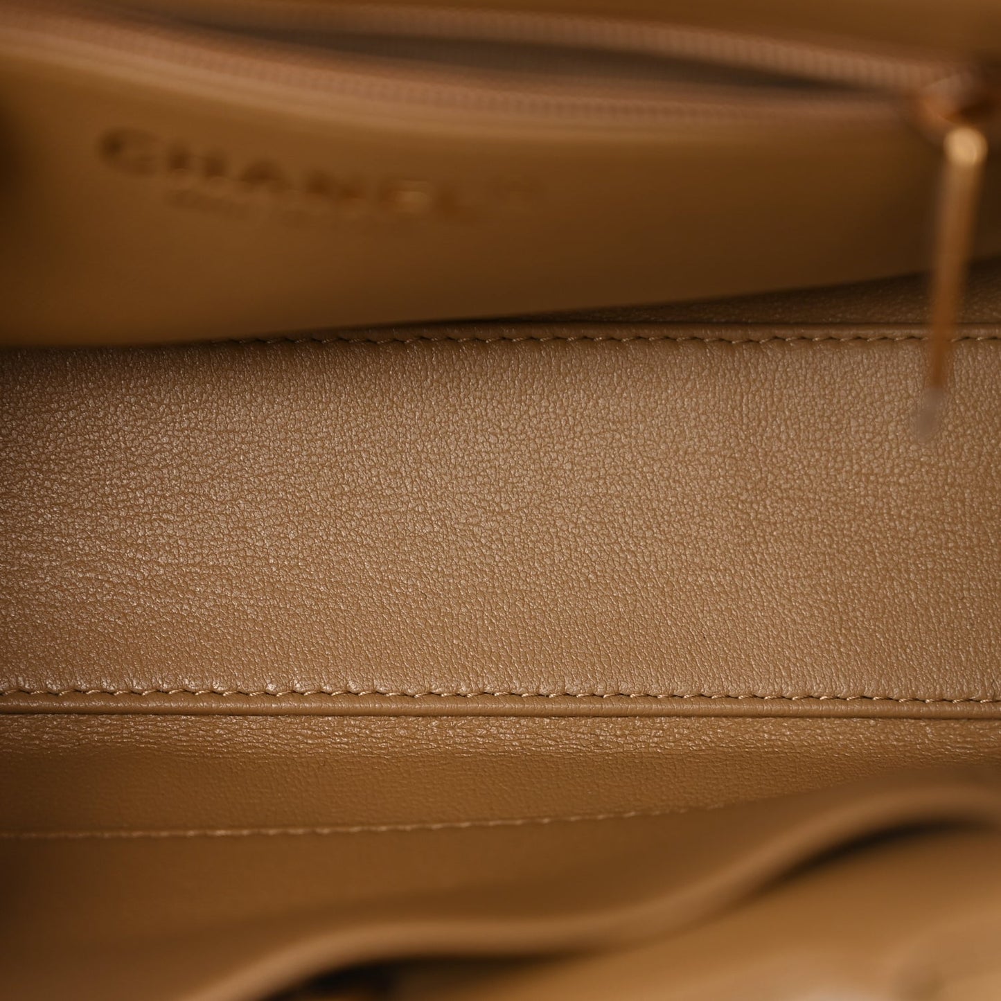 Chanel Shiny Aged Calfskin Quilted Nano Kelly Shopper Beige