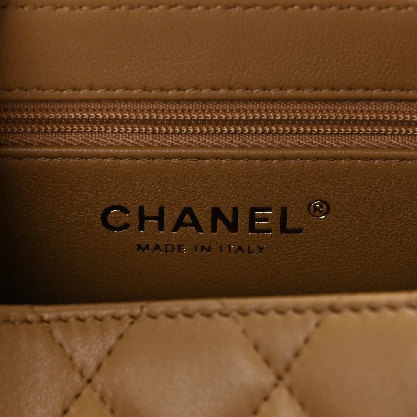 Chanel Shiny Aged Calfskin Quilted Nano Kelly Shopper Beige