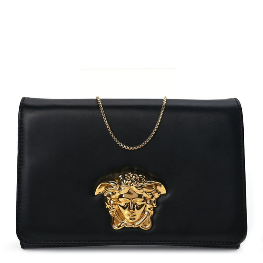 Versace Vitello Palazzo Medusa Evening Clutch Black