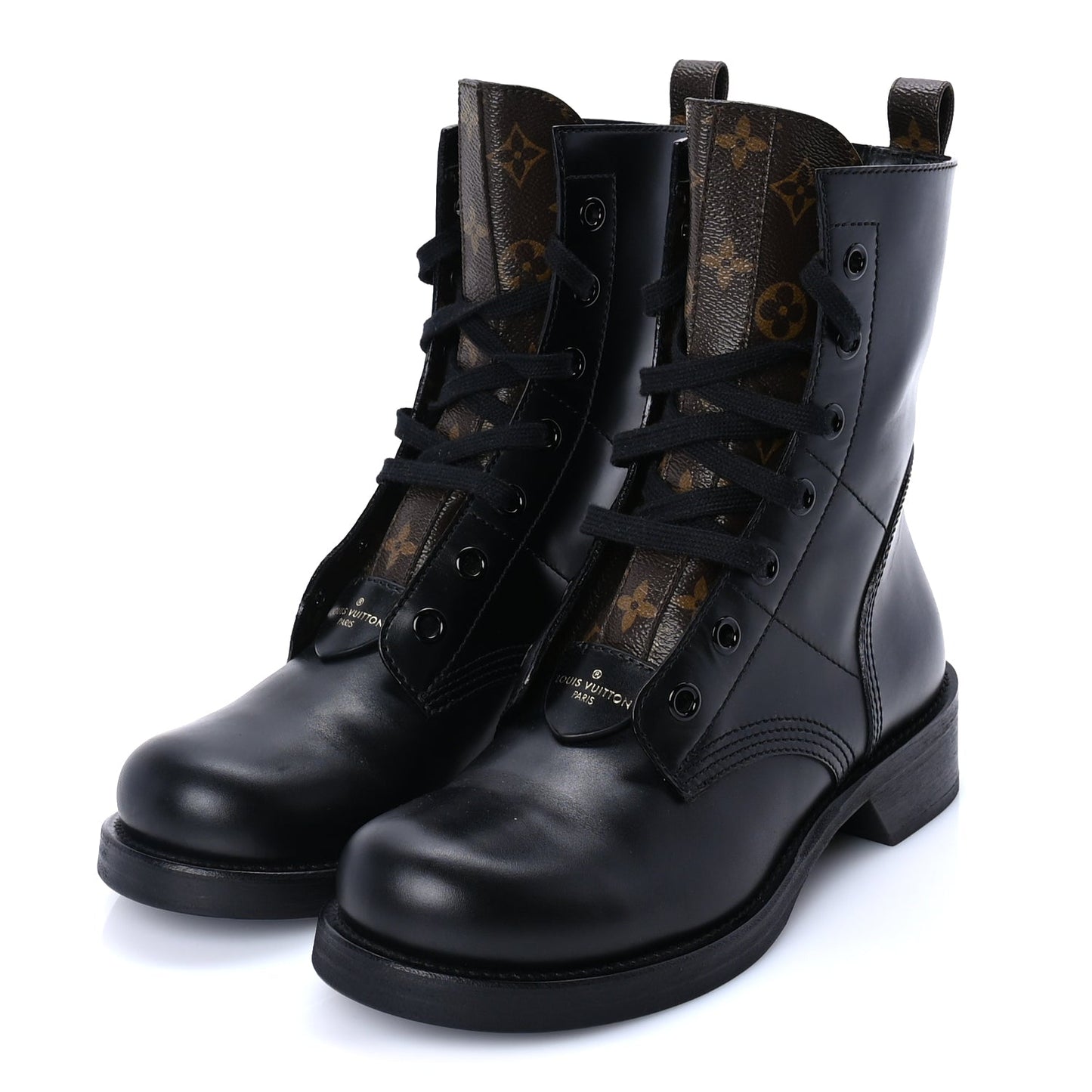 Louis Vuitton Calfskin Monogram Metropolis Flat Ranger Boots 40.5 Black