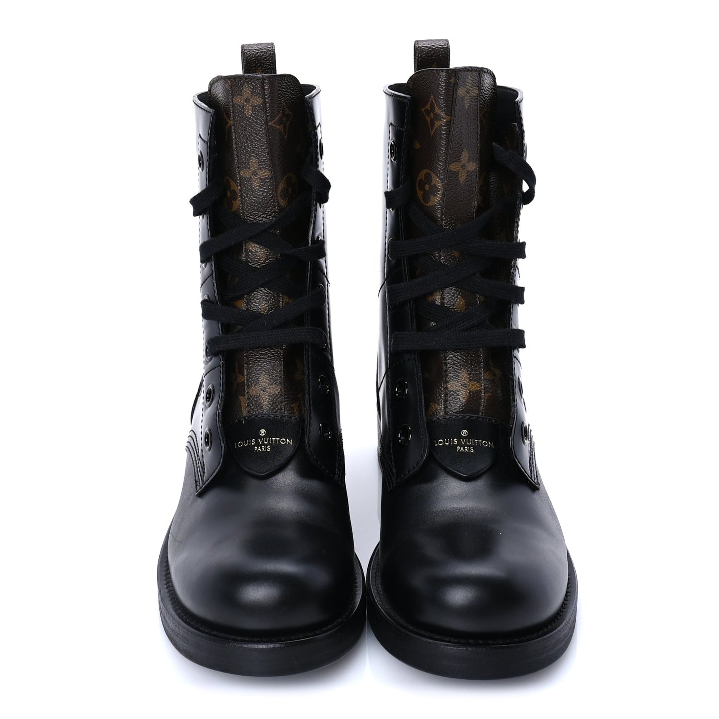 Louis Vuitton Calfskin Monogram Metropolis Flat Ranger Boots 40.5 Black