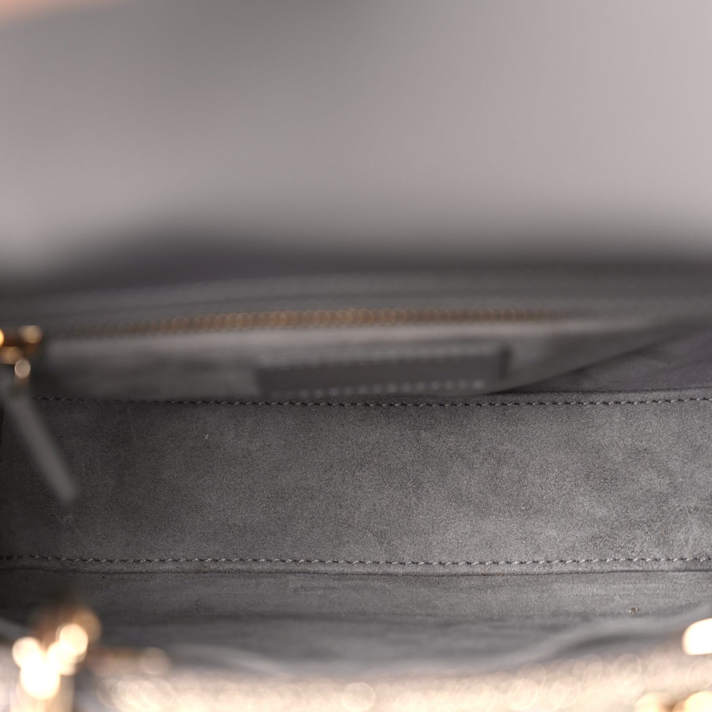 Christian Dior Calfskin Satin Celestial Bead Embroidery Cannage Mini Lady Dior Grey