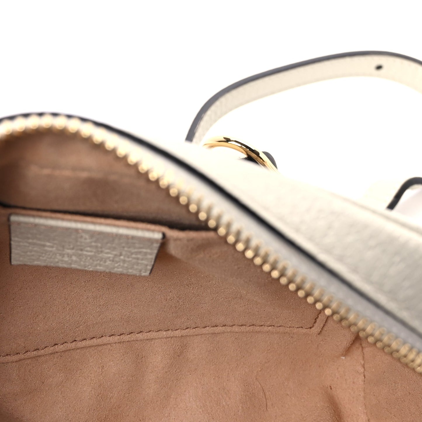 Gucci GG Supreme Monogram Textured Calfskin Web Mini Ophidia Shoulder Bag Beige Ebony Mystic White