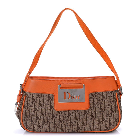 Christian Dior Monogram Shoulder Bag Orange Beige