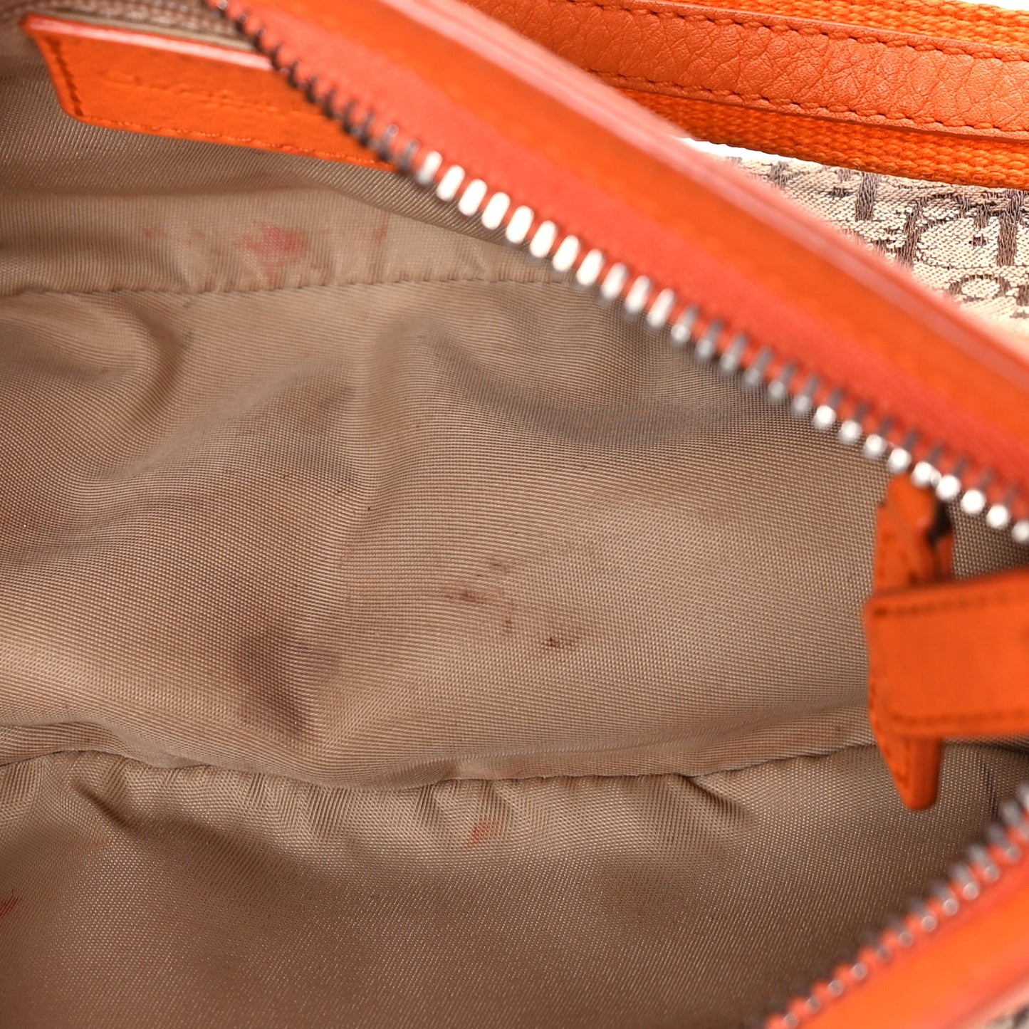 Christian Dior Monogram Shoulder Bag Orange Beige