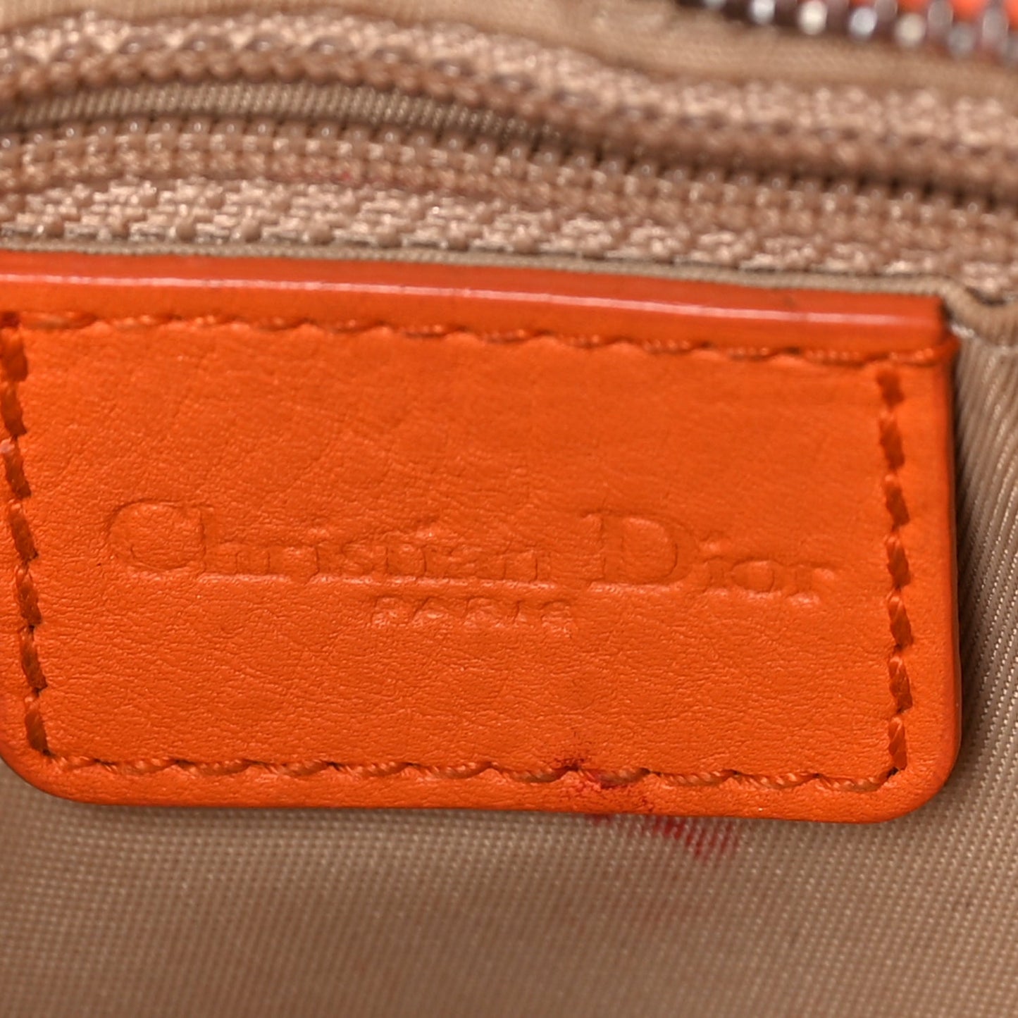 Christian Dior Monogram Shoulder Bag Orange Beige