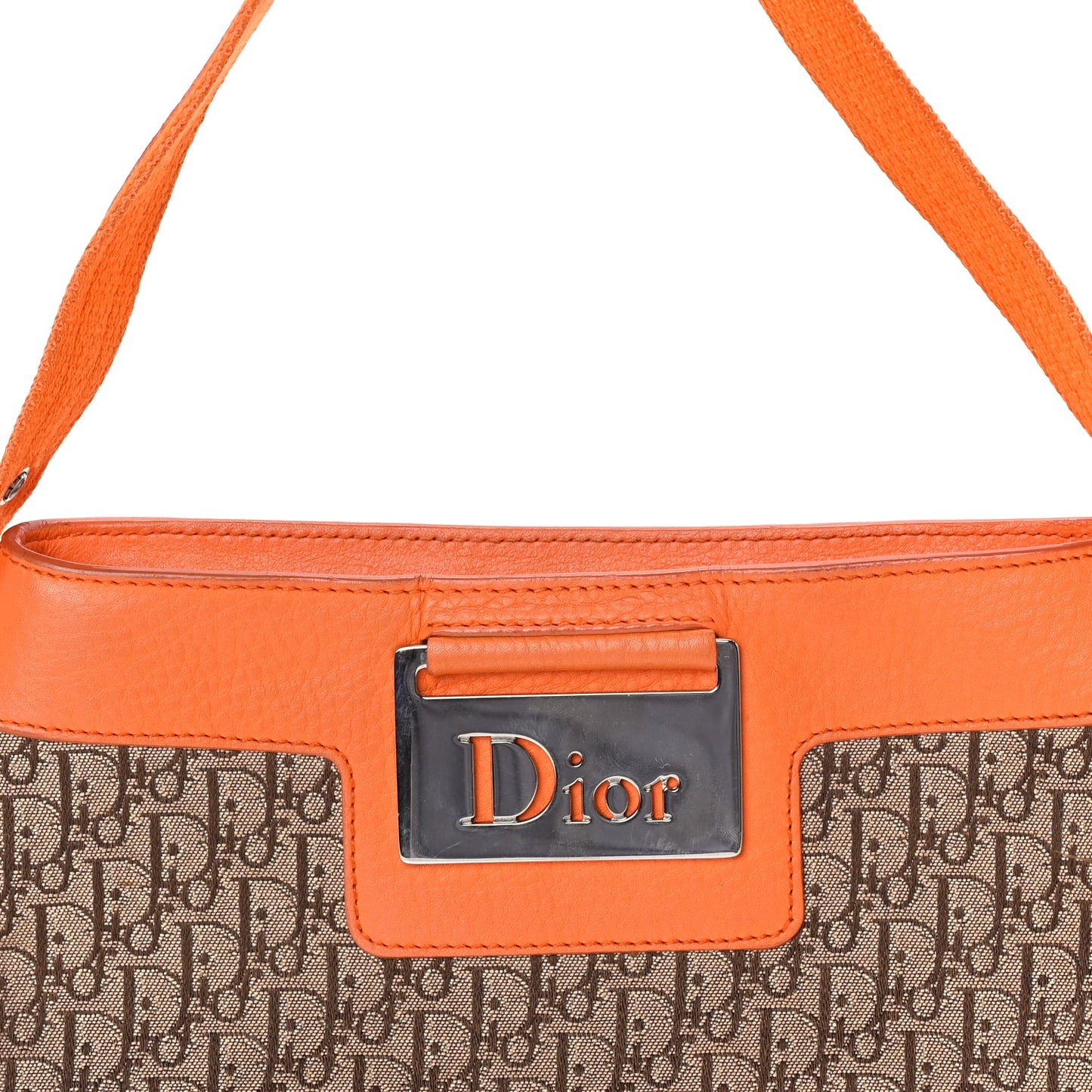 Christian Dior Monogram Shoulder Bag Orange Beige
